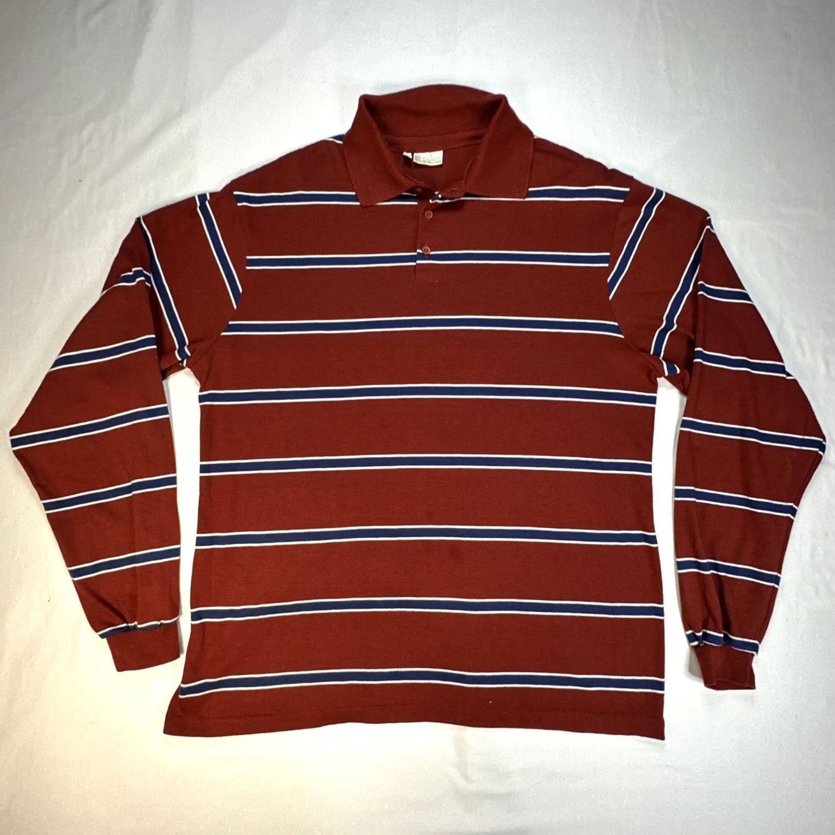 Sears VINTAGE Sears Men’s XL TALL XLT Kings Road L/S Polo Shirt Red Blue White Striped 80s Size US XL / EU 56 / 4 - 2 Thumbnail