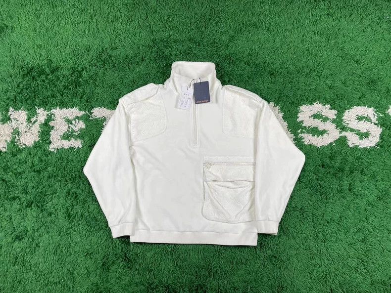 Louis Vuitton Louis Vuitton White flocked embossed half-zip sweatshirt 25 Size US XS / EU 42 / 0 - 1 Thumbnail