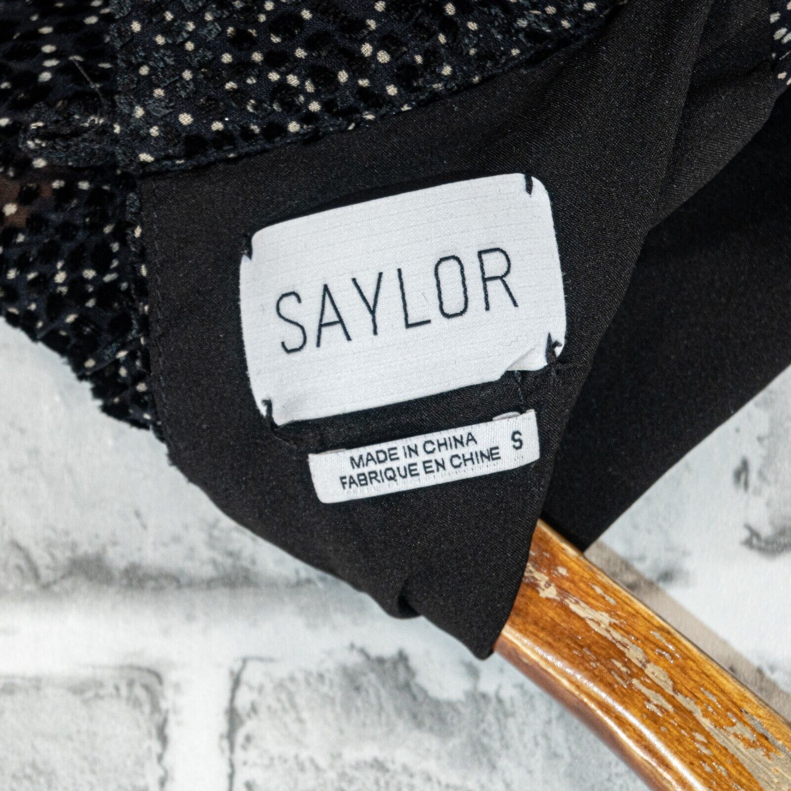 Saylor SAYLOR NYC Long Sleeve Mini Dress sheer shoulder black specs Size S / US 4 / IT 40 - 3 Thumbnail