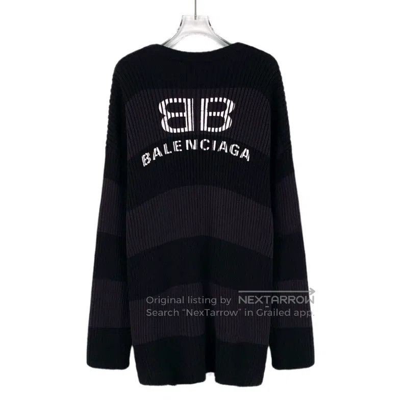 Balenciaga Balenciaga Black Logo Letter Printed Cotton Crew Neck Long Size US S / EU 44-46 / 1 - 2 Thumbnail