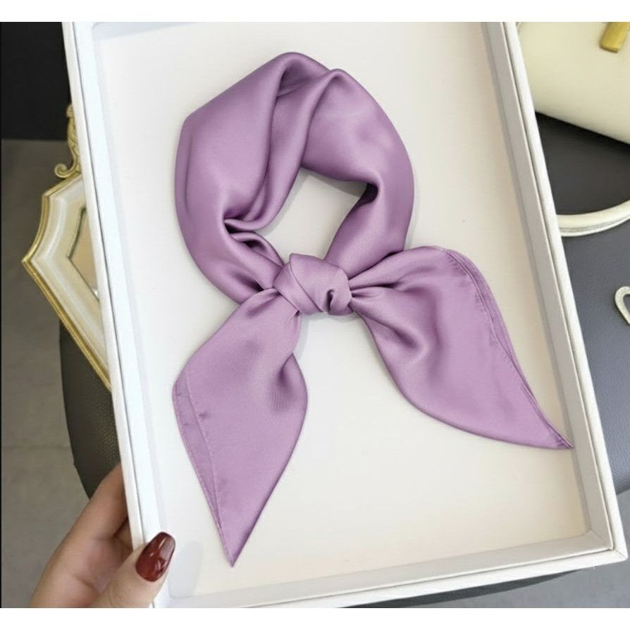 Other ❤️NewElegant Bandana Square Silky Scarf Lilac solid Wrap Ver Size ONE SIZE - 2 Thumbnail