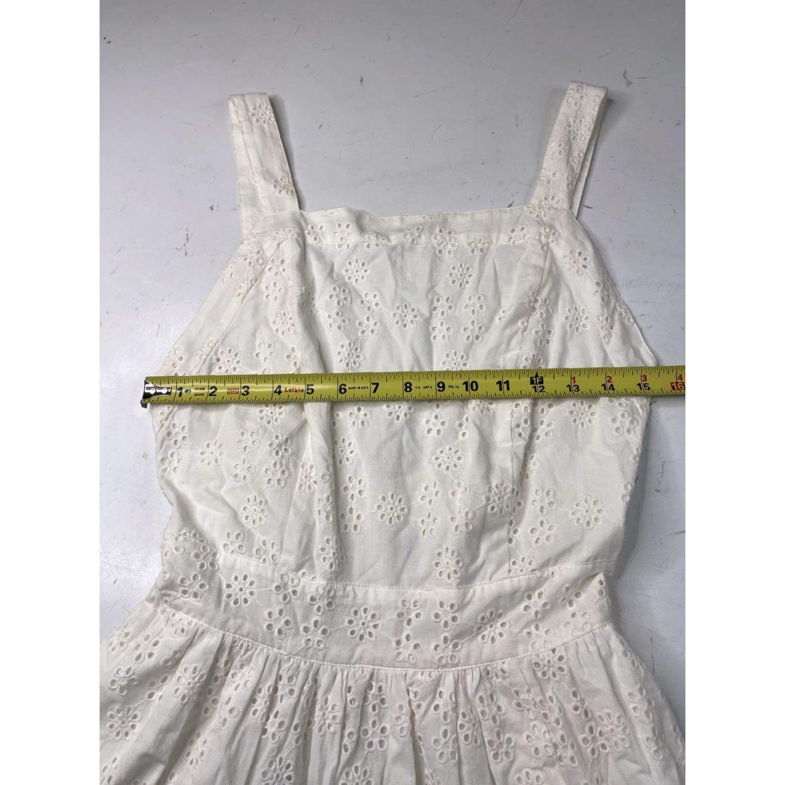 Vintage Hill House Mini Dress White Sleeveless Eyelet Linen Blend One Shoulder Short S Size S / US 4 / IT 40 - 4 Thumbnail