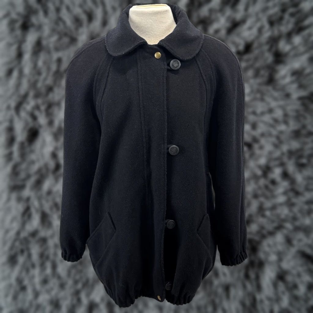 Talbots VINTAGE Talbots Coat Womens 12 Black Peter Pan Collar Button Up Wool Blend Pea Coat 90s USA Mens/Womens Size XL / US 12-14 / IT 48-50 - 1 Thumbnail
