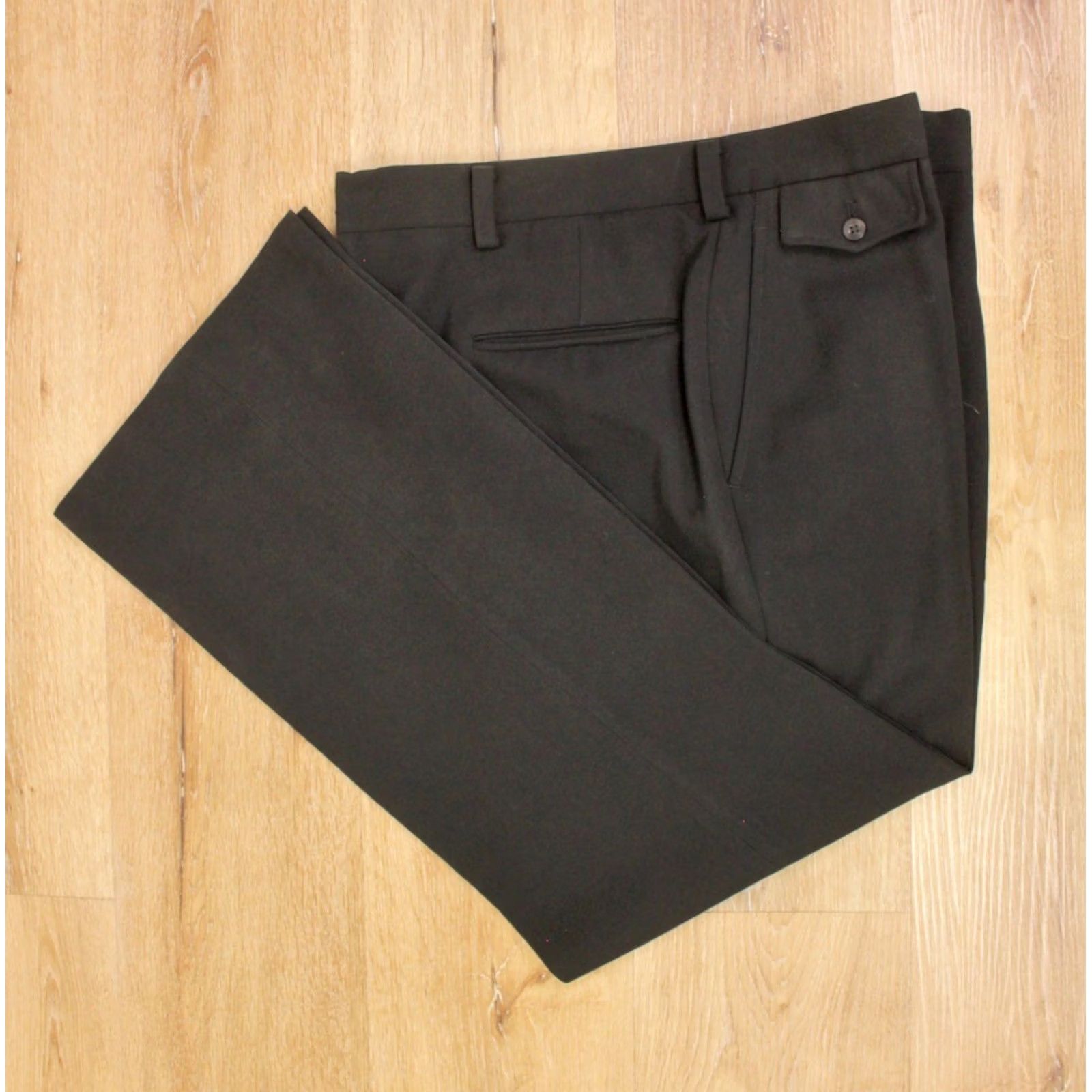 Vintage VINTAGE Men's VTG 60s 70s Black 2 PC Wool Suit Sz L 1960s 1970s Mens Suit Black Wool 1960s 1970s Size 38R - 6 Thumbnail