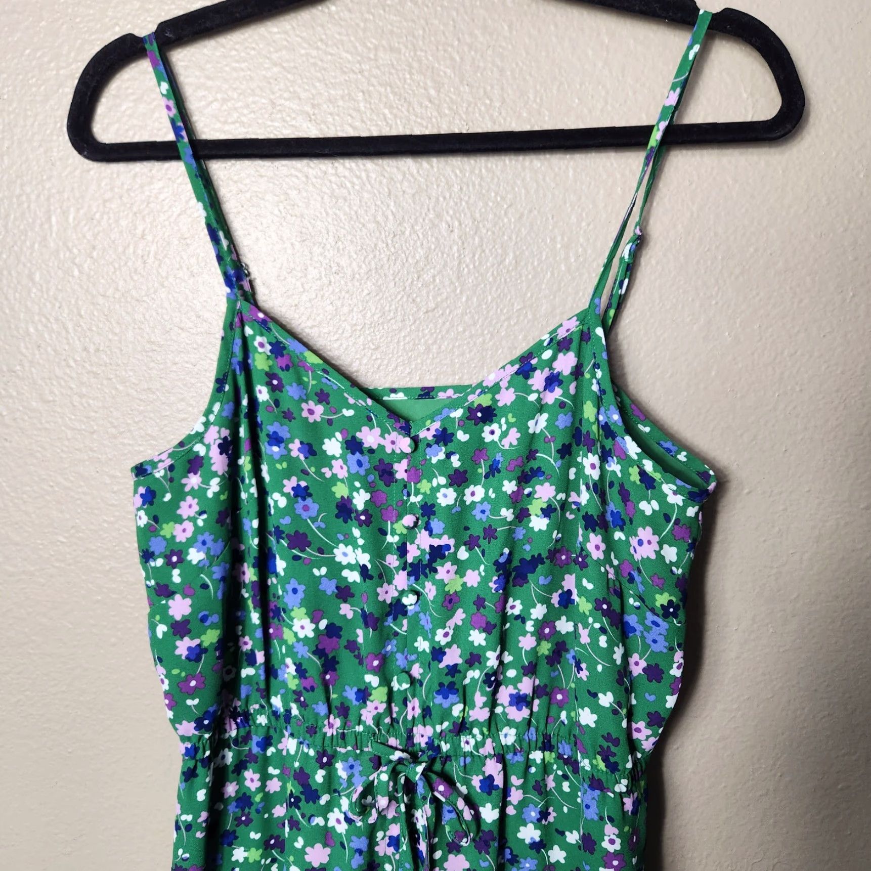 Donna Morgan Donna Morgan Dress Womens Spaghetti Strap Midi Dress-Size 8 Kelly Green Floral Party/Cocktail Sundress V-Neck ElecFit? Size M / US 6-8 / IT 42-44 - 2 Thumbnail