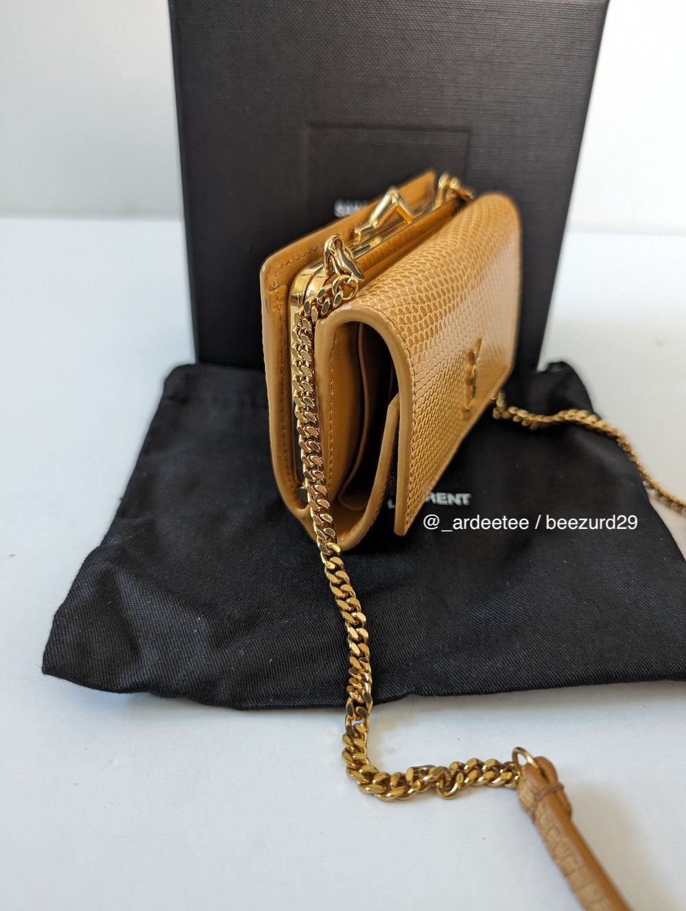 Saint Laurent Paris EXOTIC LIZARD MICRO RIDER CHAIN CROSSBODY BAG Size ONE SIZE - 4 Thumbnail