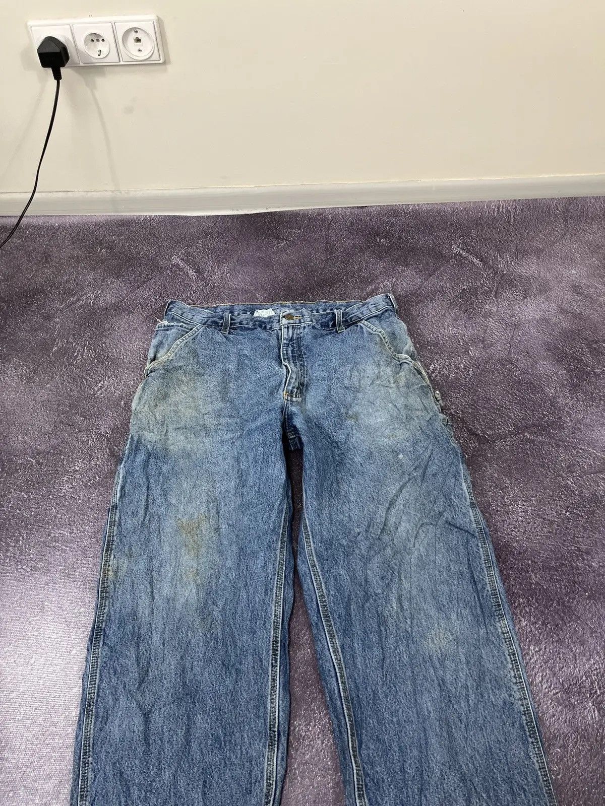 Carhartt Vintage 90s Carhartt USA Faded Blue Work Hype Baggy Jeans Size US 36 / EU 52 - 7 Thumbnail
