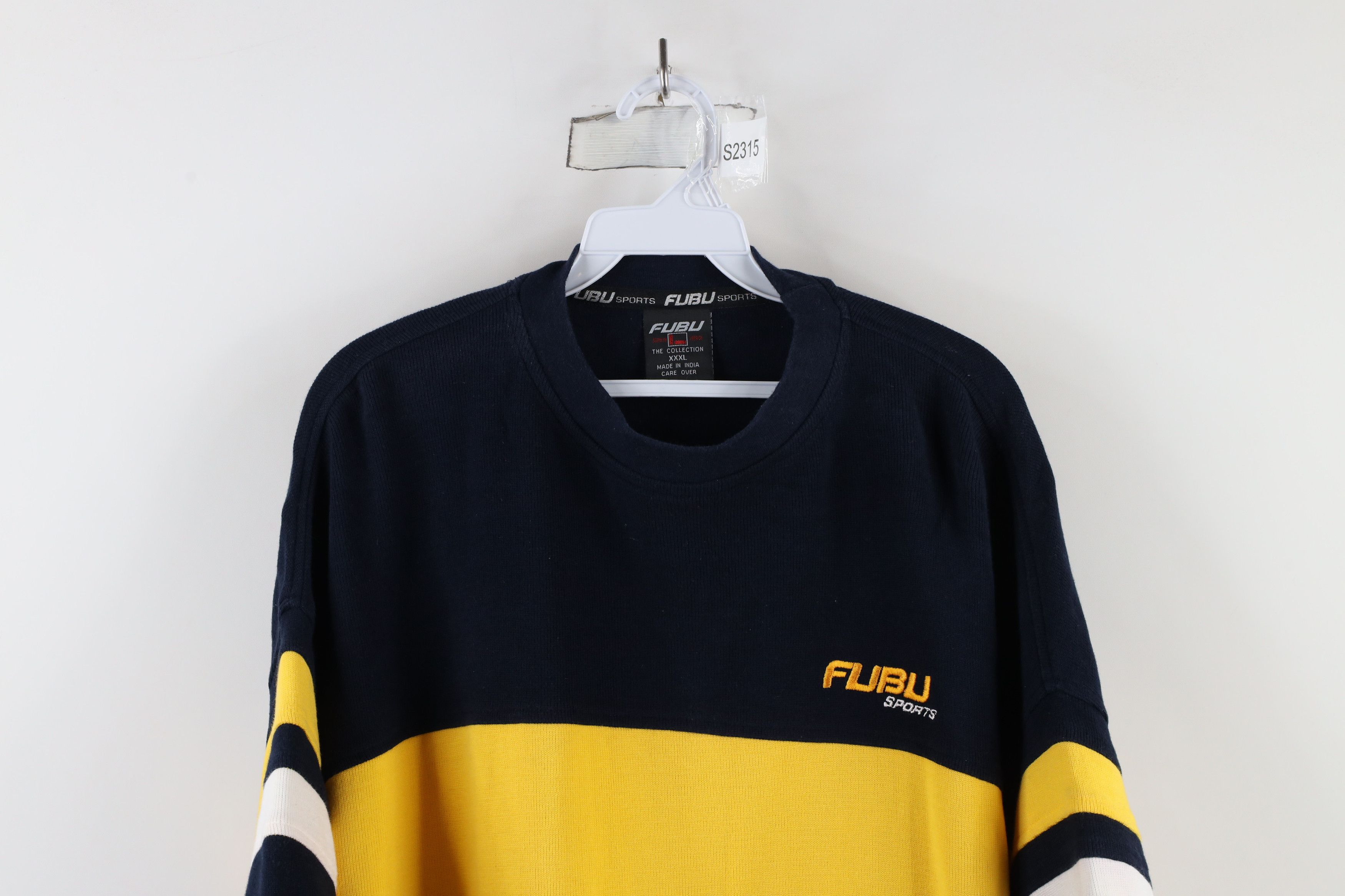 Fubu × Vintage Vintage 90s Fubu Sports Spell Ribbed Knit Baggy Fit T-Shirt Size US XXL / EU 58 / 5 - 2 Thumbnail