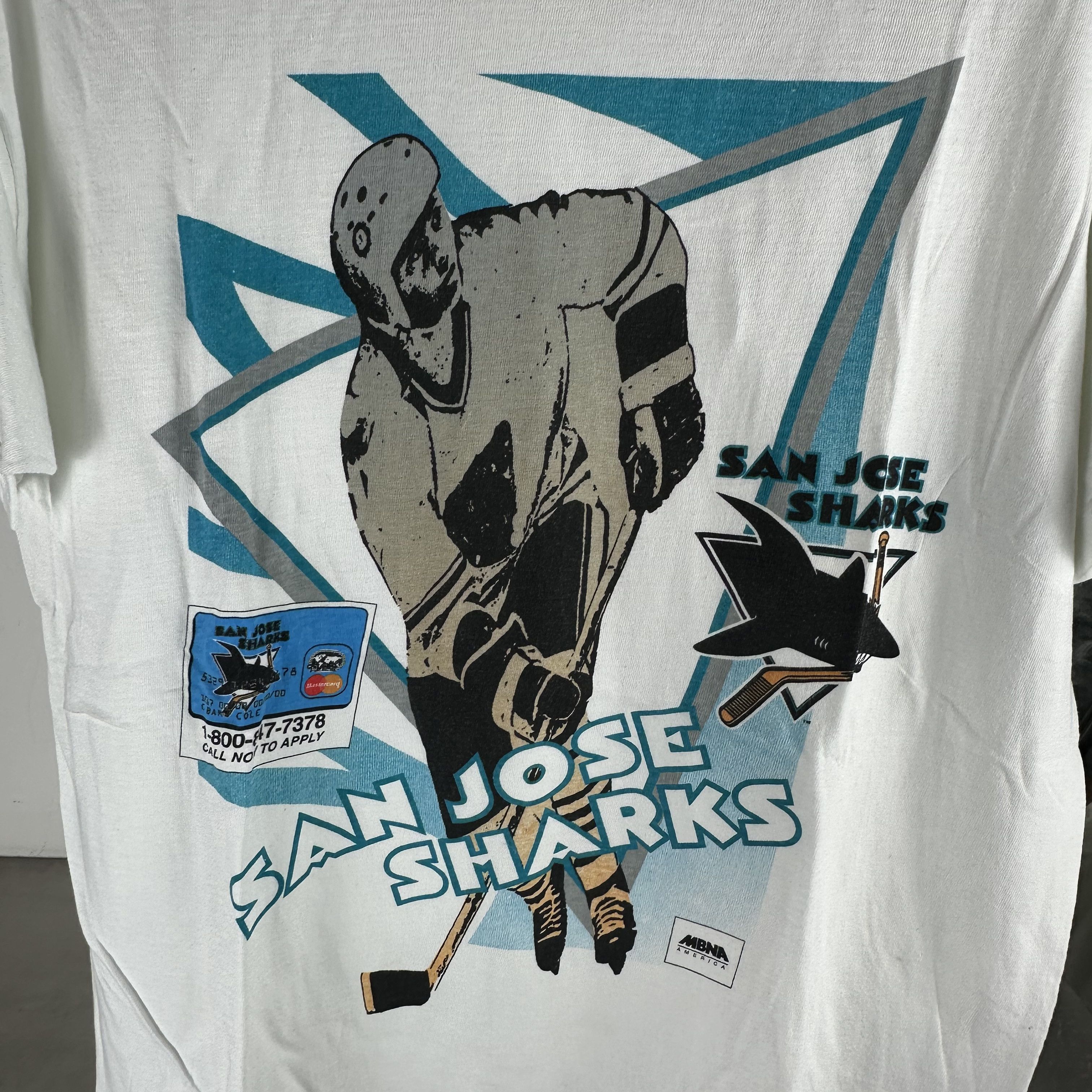 Vintage Vintage 90s San Jose Sharks Mastercard NHL Promo T-shirt Size US XL / EU 56 / 4 - 2 Thumbnail