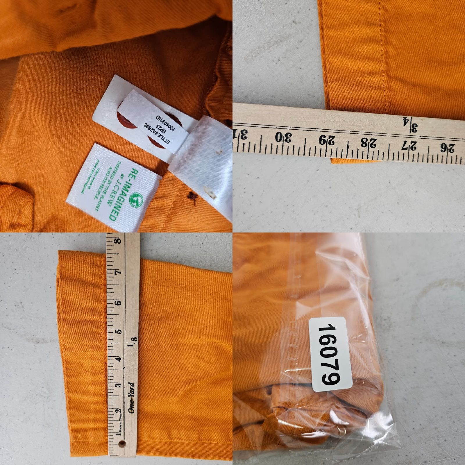 J.Crew VINTAGE J CREW Wallace Barnes Fatigue Camp Pant Mens 29x29 Orange Chino Cotton Size US 29 - 10 Thumbnail