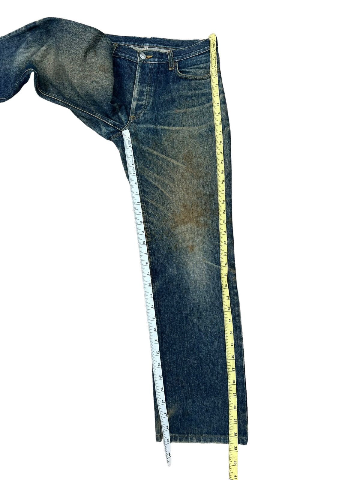 Helmut Lang Vintage 1997 Helmut Lang Mud Denim Dirty Trashed Jeans Size US 31 - 5 Thumbnail