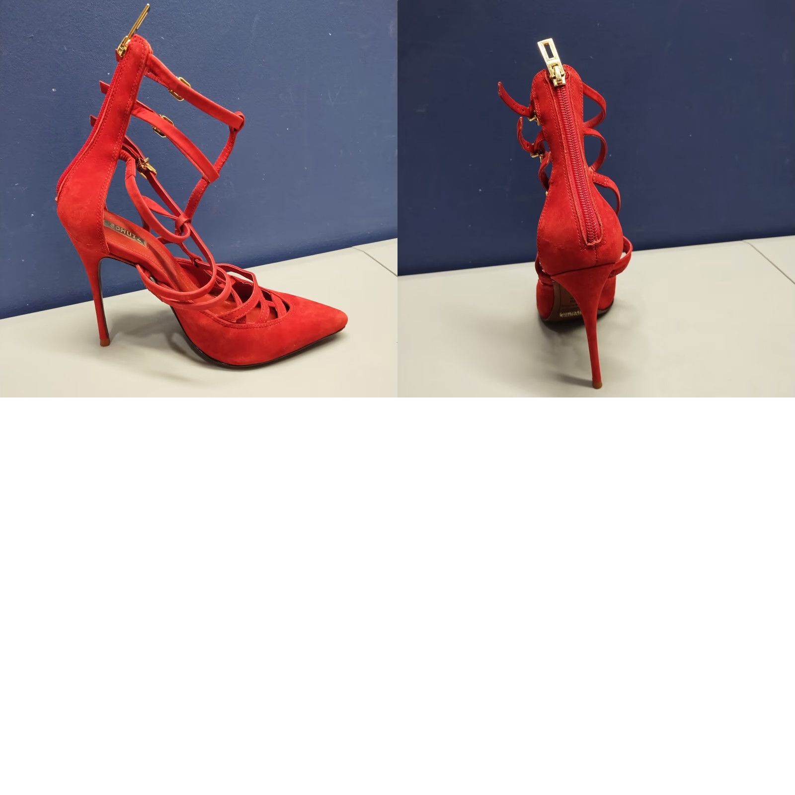 SCHUTZ Schutz Paluda Caged Stiletto Strappy Heels Women Size 6 Red Pointed Toe Back Zip Womens Size 6 Schutz Paluda Stiletto Heels Red Size US 6 / IT 36 - 9 Thumbnail