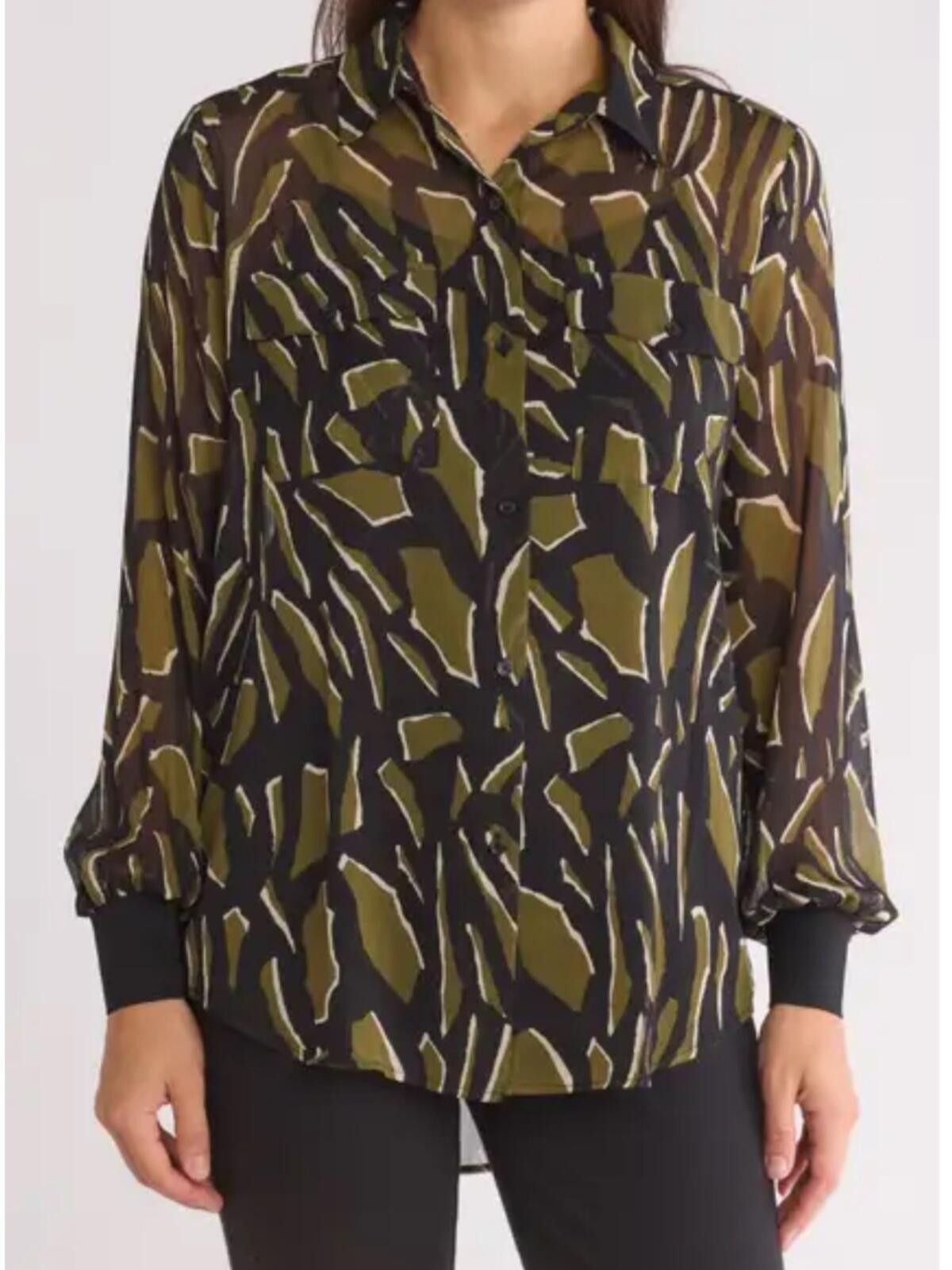 DKNY DKNY / Women’s Floral Print Long Sleeve Chiffon Shirt / xs Size XS / US 0-2 / IT 36-38 - 1 Thumbnail