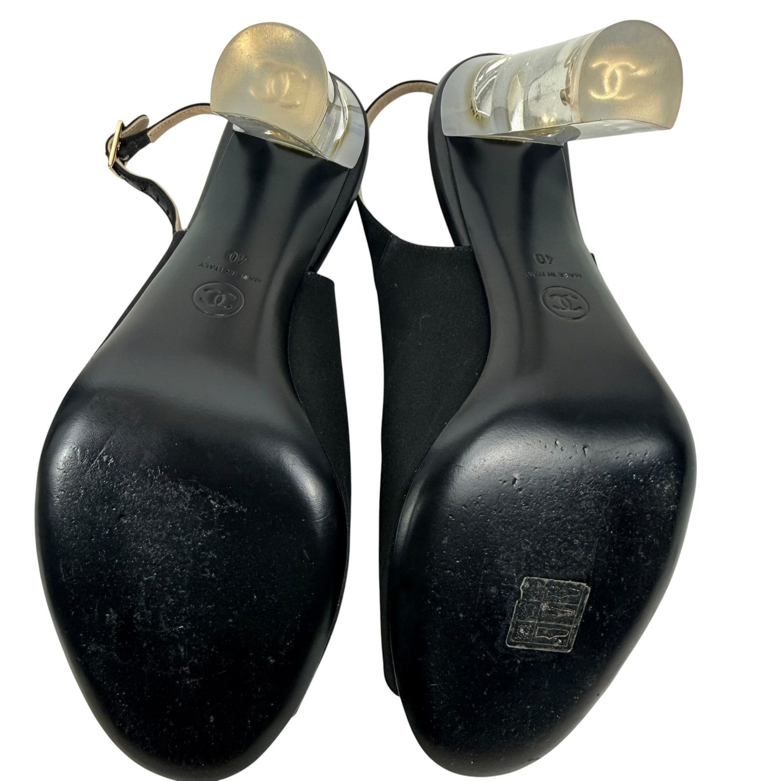 Chanel Chanel 2015 CC Logo Runway Lucite Slingback Pumps Black Size US 10 / IT 40 - 10 Thumbnail