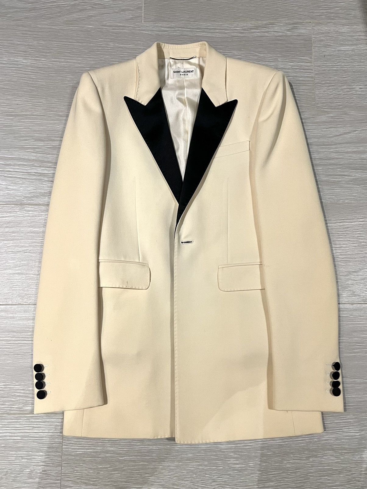 Hedi Slimane × Saint Laurent Paris 15FW Peaked Lapel White Blazer sz44 Size 44S - 1 Thumbnail
