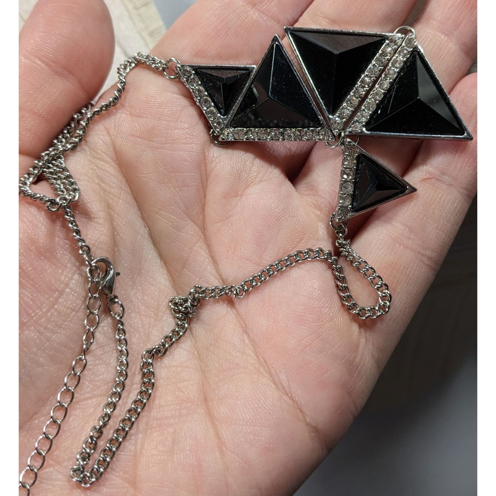 Other Geometric Black Triangle Necklace With Rhinestone Accents Size ONE SIZE - 3 Thumbnail