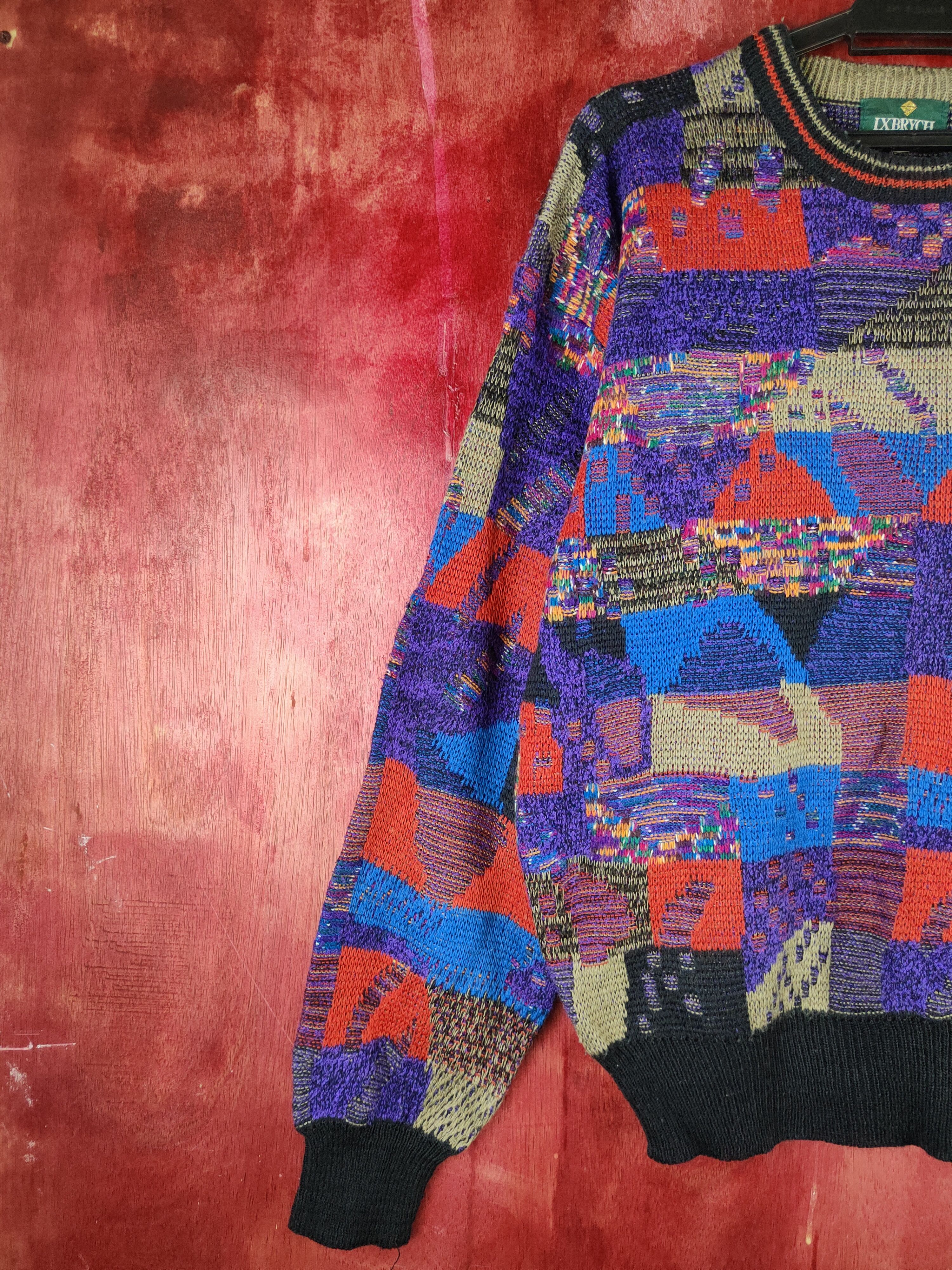Hypebeast DL IxBrych Purple Red art Knitwear Sweatshirt vintage #S1263 Size US M / EU 48-50 / 2 - 3 Thumbnail