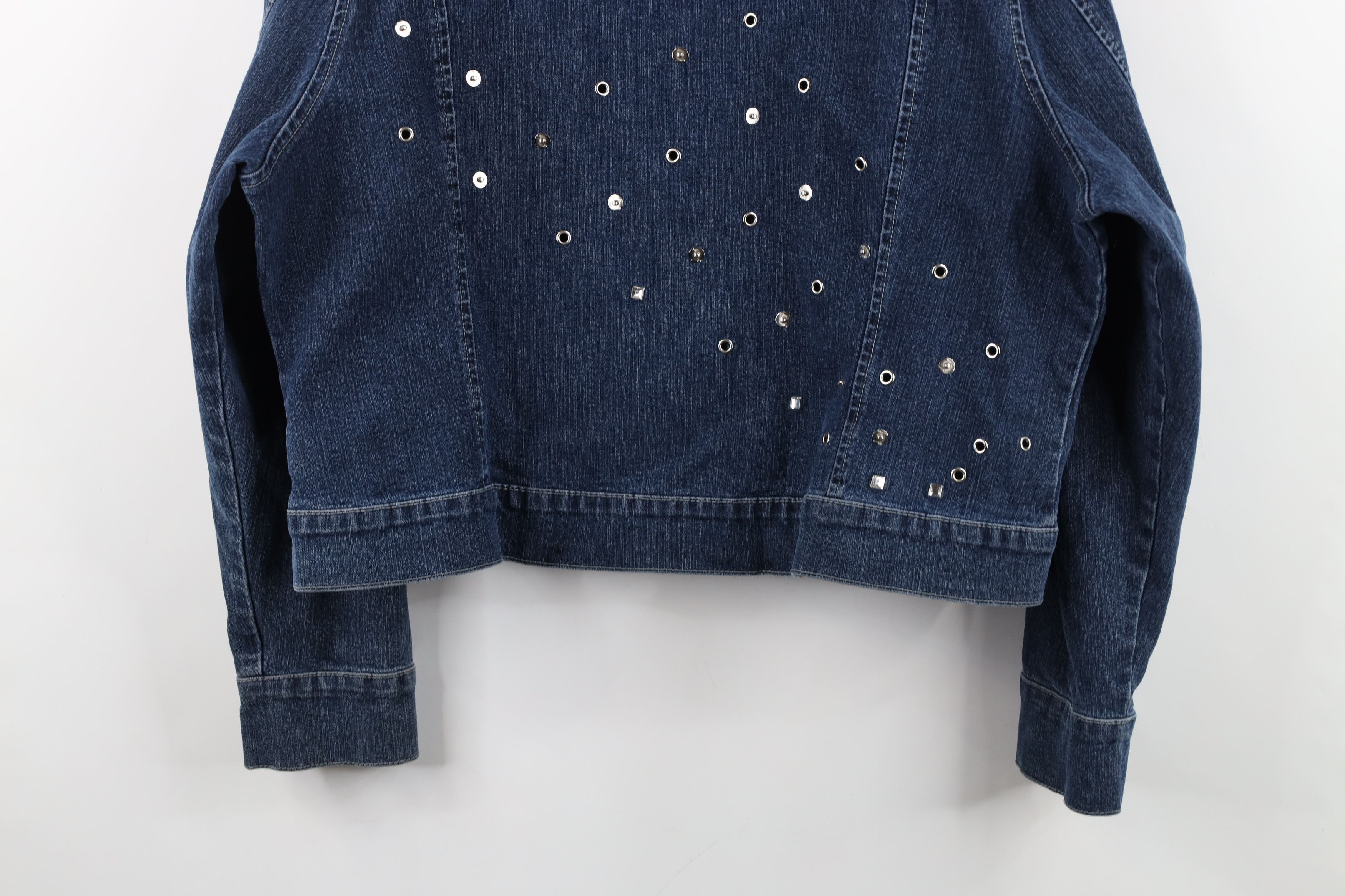 Fubu Vintage 90s Y2K FUBU Cropped Sequin Denim Jean Bomber Jacket Size XXL / US 16-18 / IT 52-54 - 16 Thumbnail