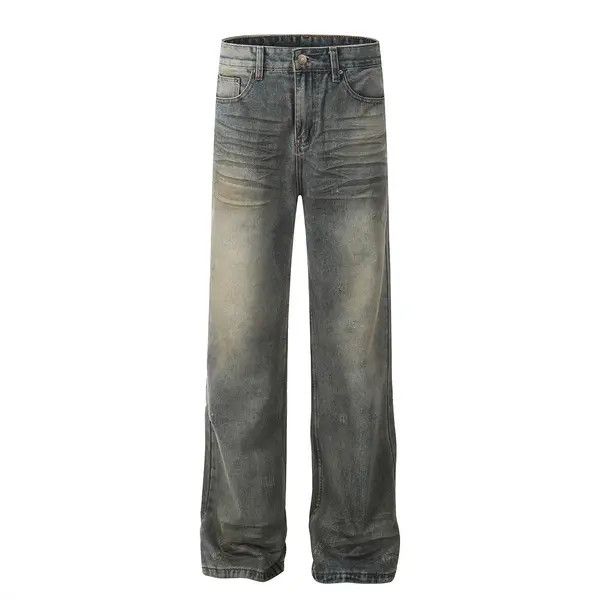 Japanese Brand Men's washed distressed loose straight-leg ripped jeans Size US 32 / EU 48 - 1 Thumbnail