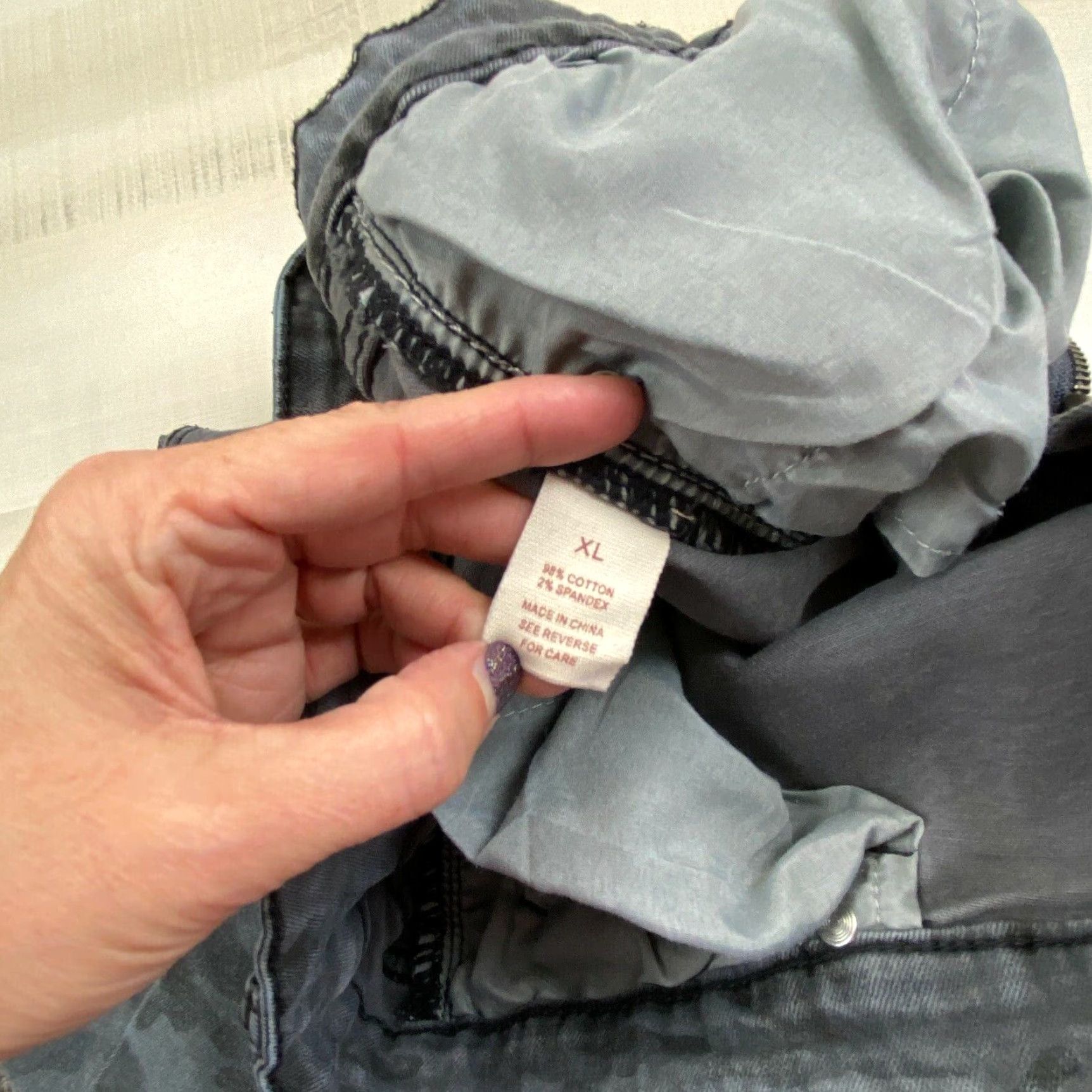 Vintage Wish List Womens Skinny Jeans XL Extra Large Gray Camo Distressed Size 40" / US 18 - 5 Thumbnail