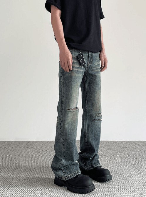 Japanese Brand × Jean American high street retro distressed cleanfit ripped jeans Size US 32 / EU 48 - 1 Thumbnail