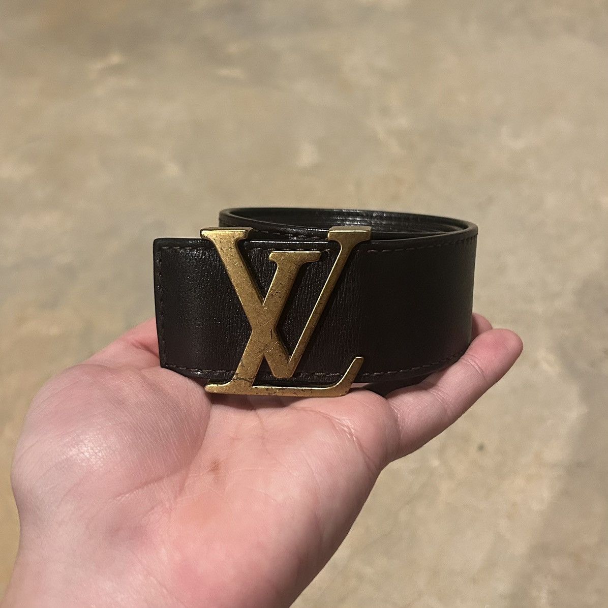 Designer × Louis Vuitton × Vintage Vintage Louis Vuitton LV Initials Monogram Leather Belt Rare Size ONE SIZE - 2 Thumbnail