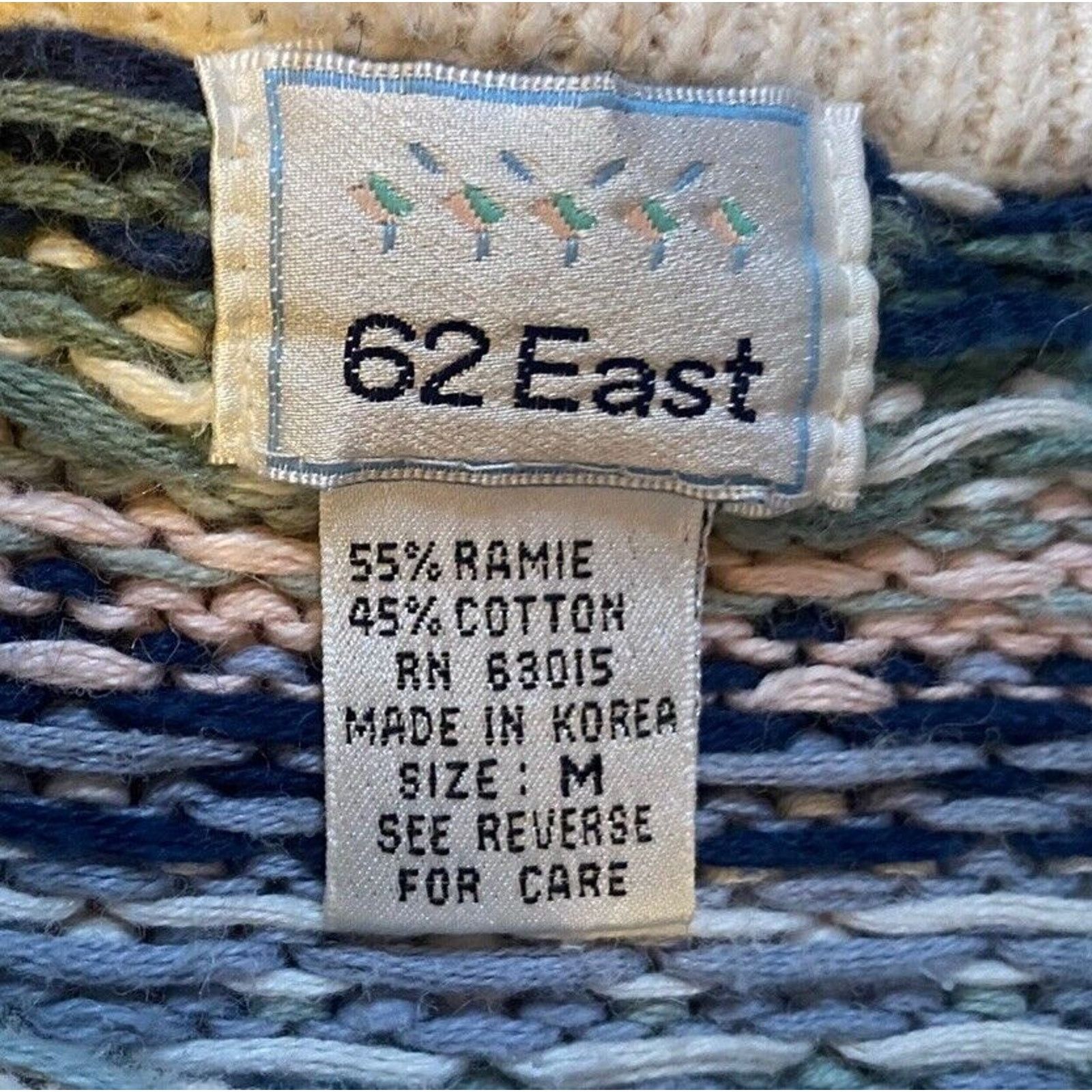 Other VTG 62 East Women's Knit Sweater Floral Striped Medium Blue Size M / US 6-8 / IT 42-44 - 2 Thumbnail