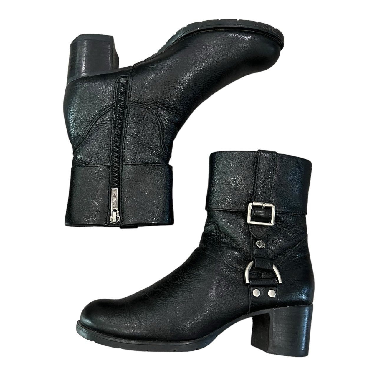 Harley Davidson × Vintage Harley Davidson Womens 84068 Sadie Heel Booties Black Size US 6.5 / IT 36.5 - 3 Thumbnail