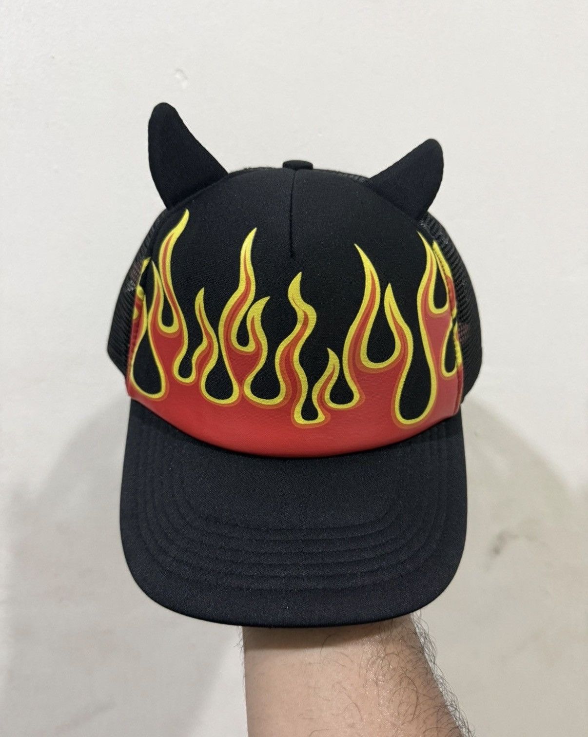 Japanese Brand Flame Horns Y2K Style Trucker Hat Size ONE SIZE - 1 Thumbnail