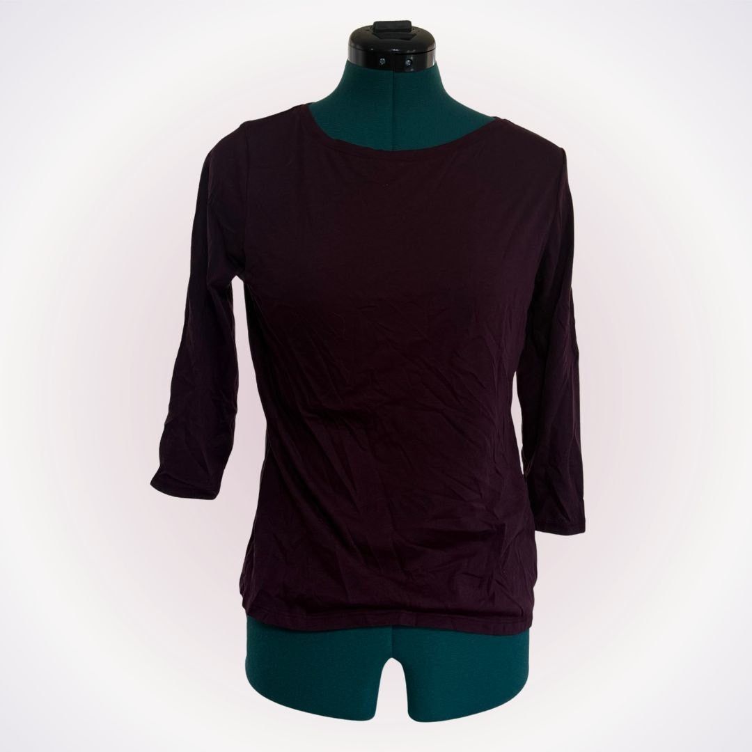 Joie Joie Maroon Cotton Lyocell ¾ Sleeve Top | Sz S Size S / US 4 / IT 40 - 1 Thumbnail