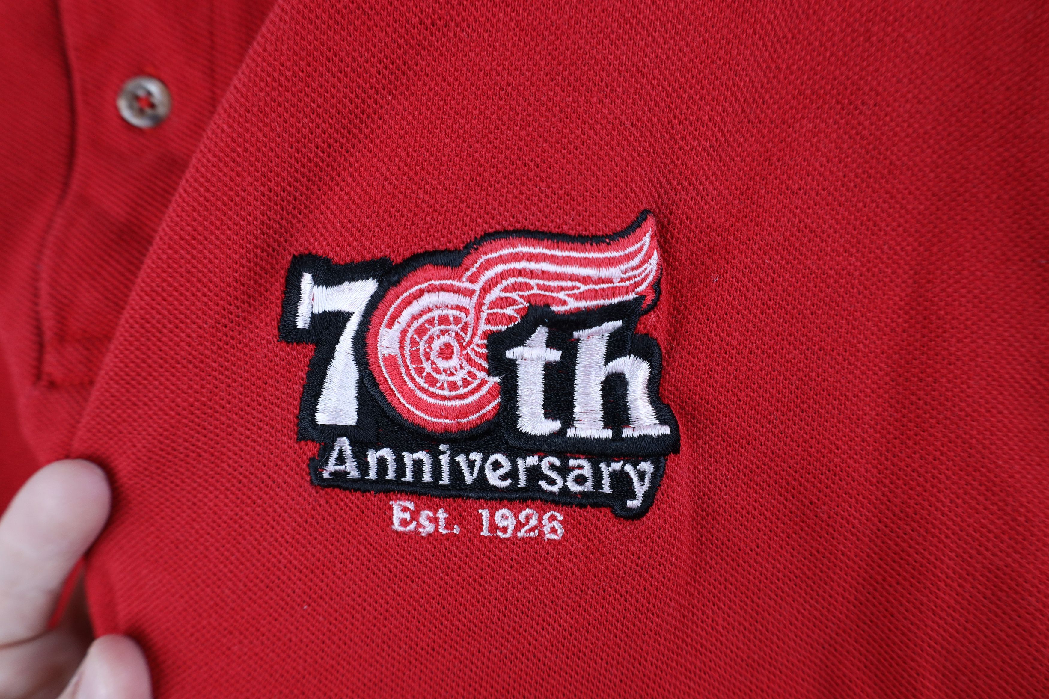 Vintage Vintage 90s Anniversary Red Wings Hockey Polo Red USA Size US XL / EU 56 / 4 - 4 Thumbnail