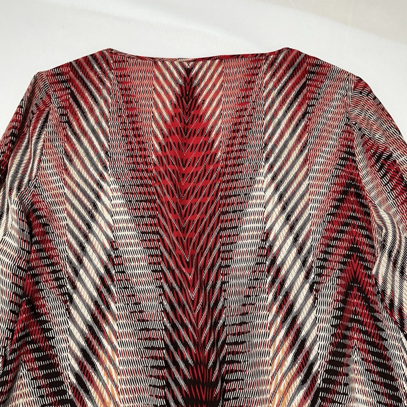 Chicos Chico’s 2 Large Long Sleeve Blouse Red Patterned Top Size L / US 10 / IT 46 - 10 Thumbnail