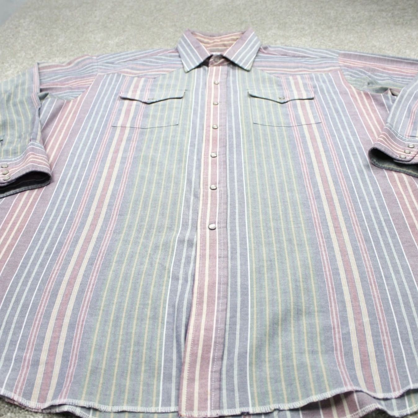Vintage Ranch and Town Shirt Mens 18, 35 Red/Blue/Green Pearl Snap Panhandle Slim L/S Shirt Size US XXL / EU 58 / 5 - 2 Thumbnail