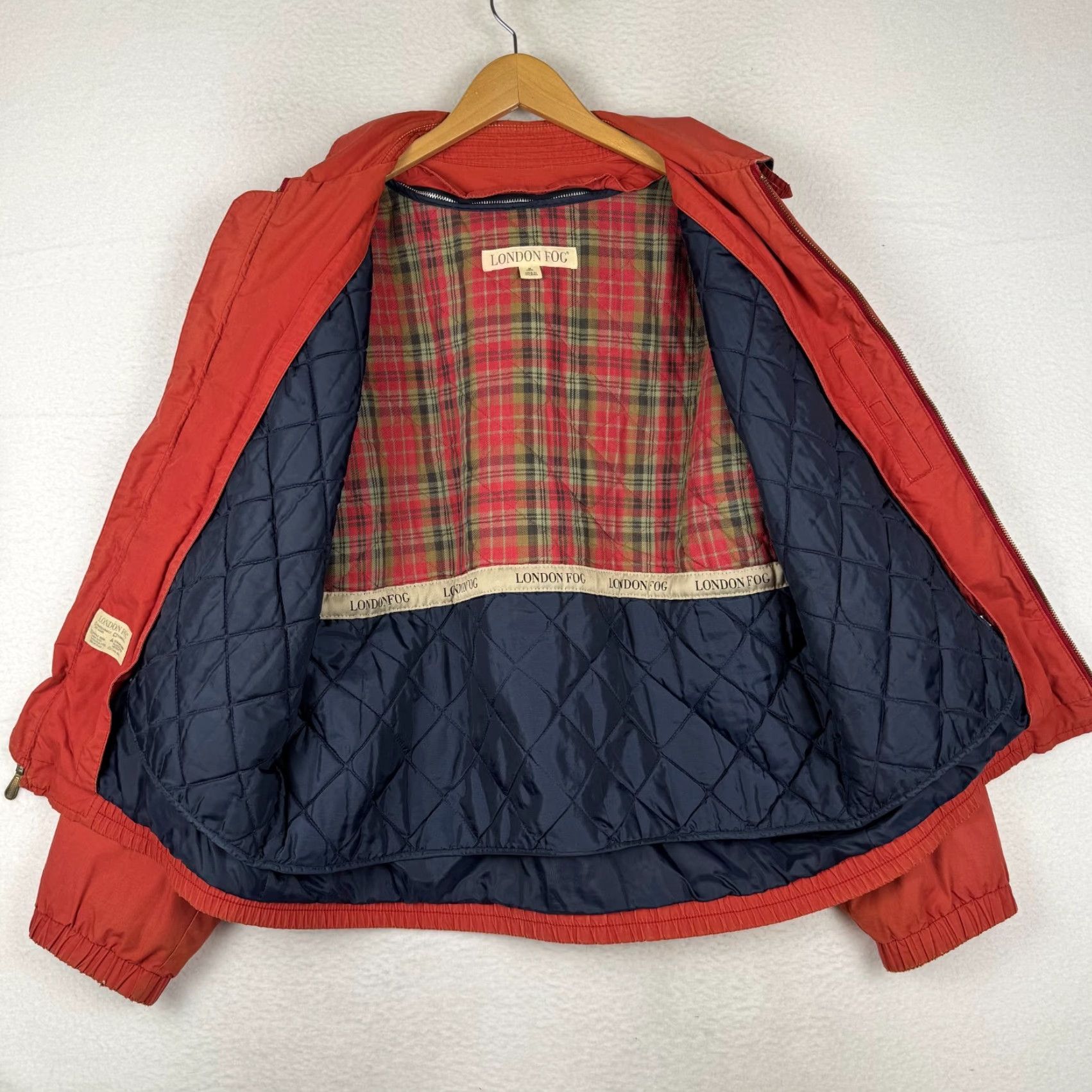 London Fog London Fog Men's Jacket Full Zip Plaid Quilt Lined Cotton Blend Red M Windbreaker Winter Fall Casual Regular Size US M / EU 48-50 / 2 - 5 Thumbnail