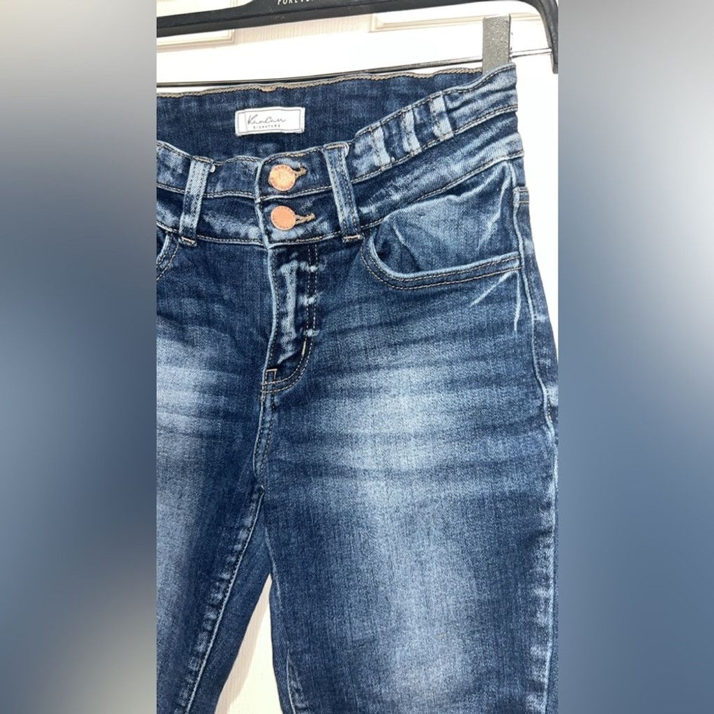 Kancan USA Kancan mid rise blue denim jeans with distressed details Size 27" / US 4 / IT 40 - 3 Thumbnail