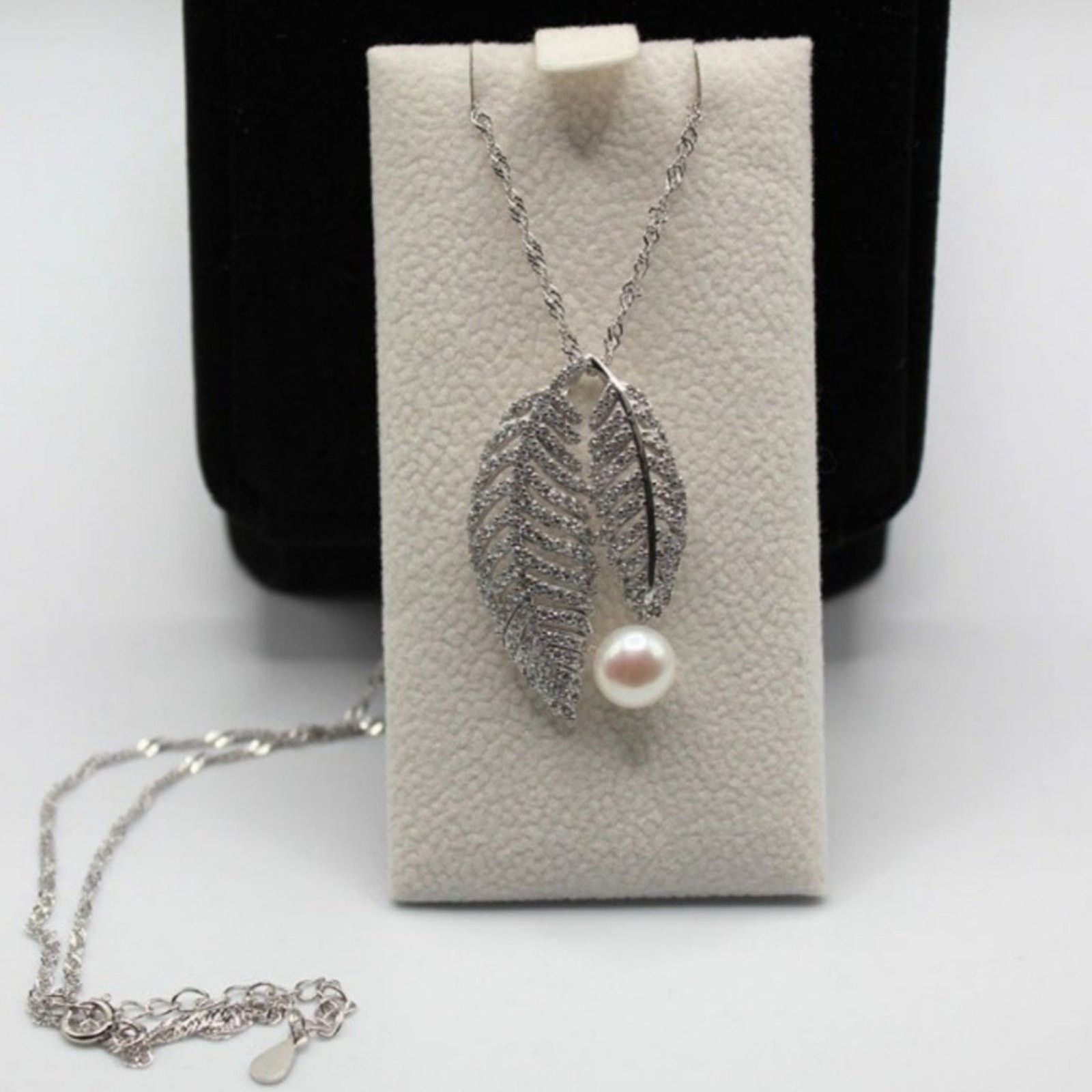 Other Double Leaves Necklace Pearl Pendant Sterling Silver NWT Size ONE SIZE - 8 Thumbnail