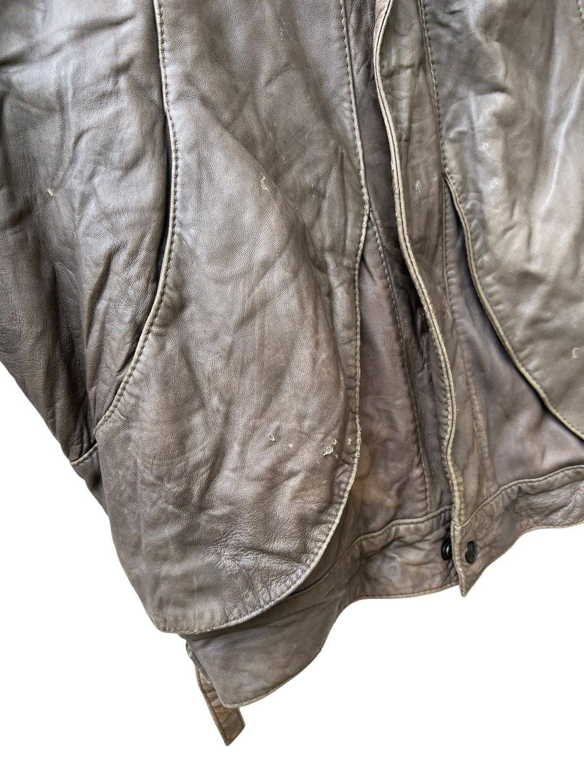 Leather Vintage Trashed Oliver Strelli Leather Jacket Size US XL / EU 56 / 4 - 13 Thumbnail