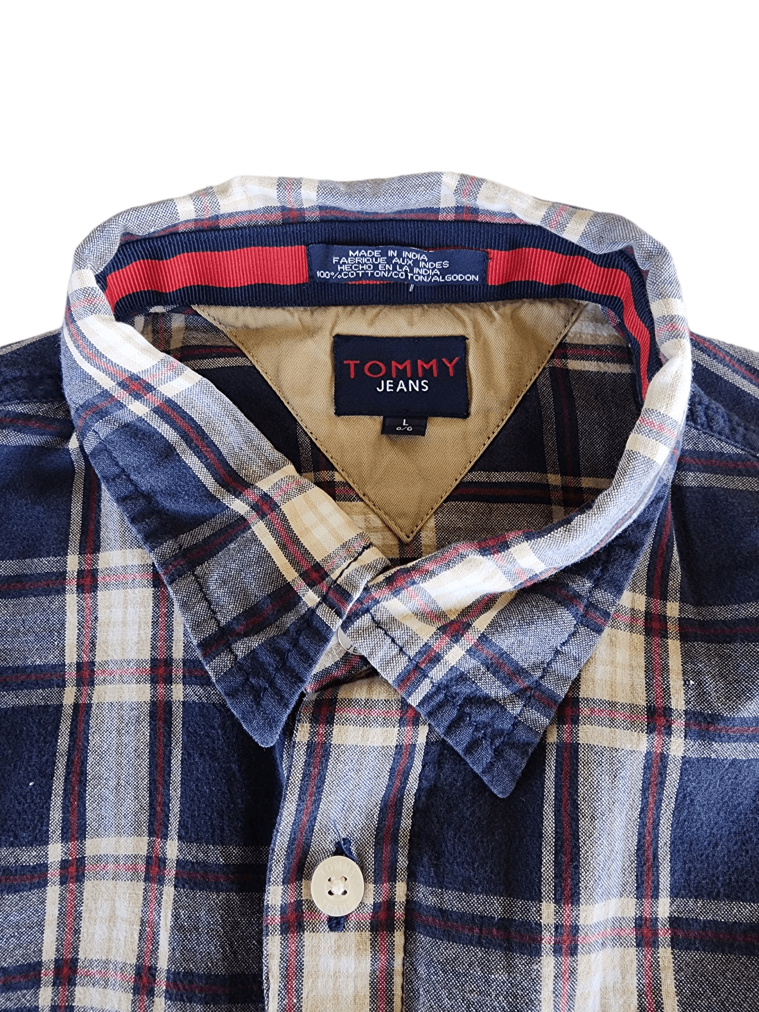 Tommy Jeans Vintage 90s Tommy Jeans Plaid Shirt Size US L / EU 52-54 / 3 - 3 Thumbnail