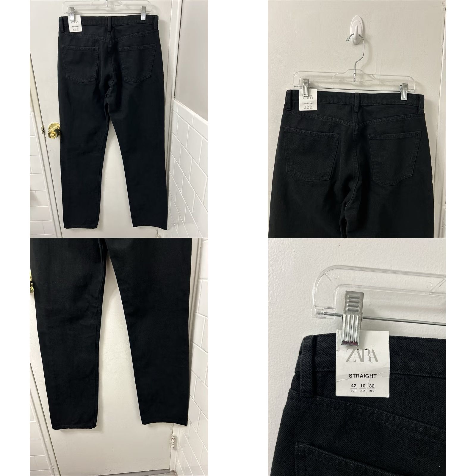 Zara Zara Jeans Womens Size 10 33L Black Straight Leg Denim NWT Button Fly 5-Pocket Pockets Size 32" / US 10 / IT 46 - 8 Thumbnail
