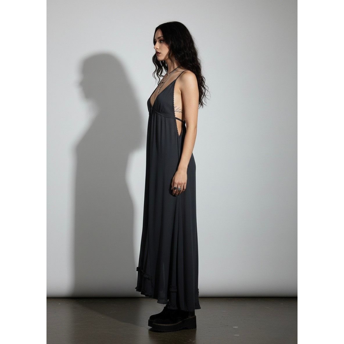 Free People RARE Vtg NWT Free People Gray Lace Crochet Maxi Slip Dress | Size M / US 6-8 / IT 42-44 - 17 Thumbnail