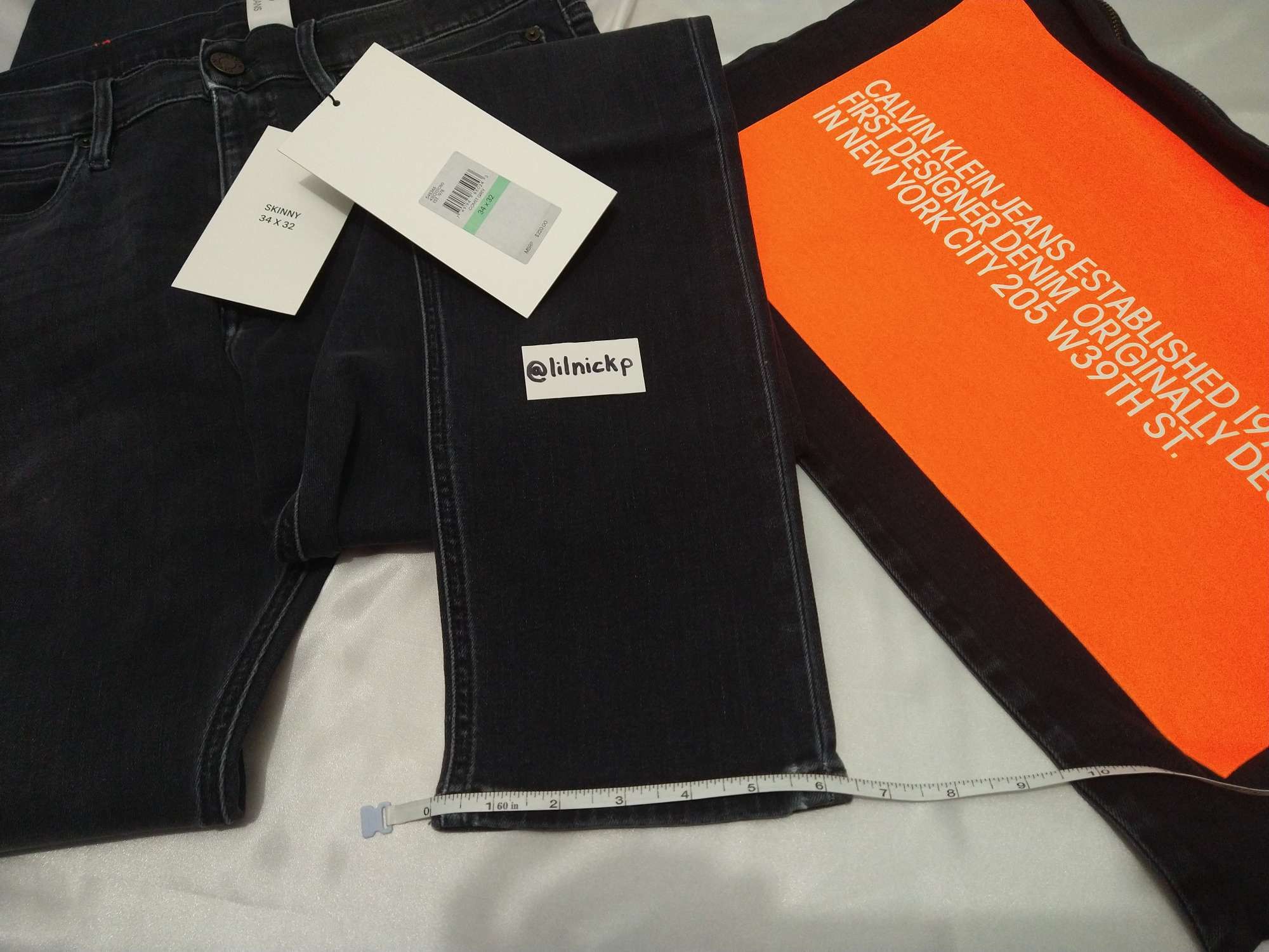 Calvin Klein 205W39NYC EST. 1978 Skinny Leg Comet Grey Jeans Size US 34 / EU 50 - 7 Thumbnail