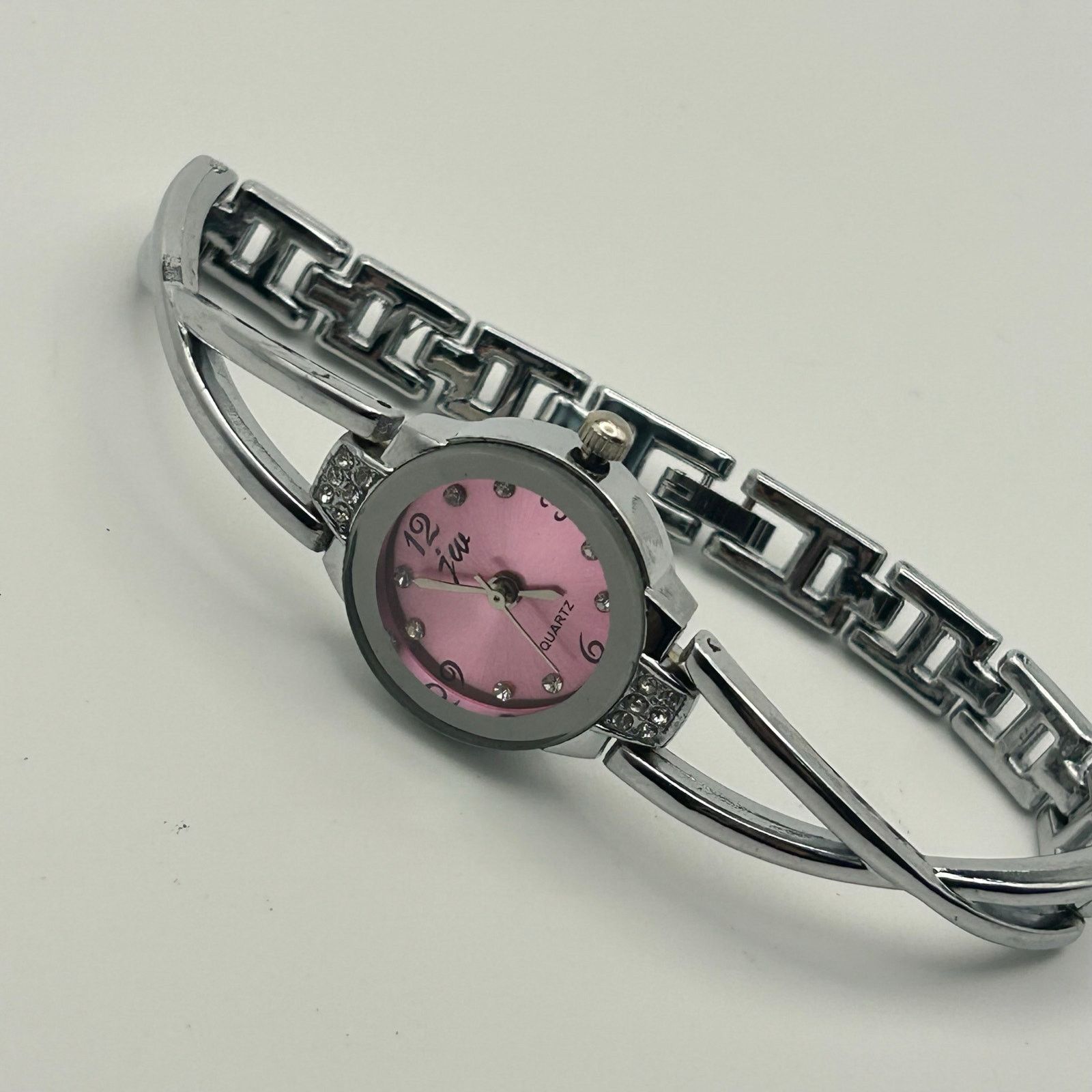 Other Women’s Silver Crystals Fashion Watch Pink Dial New Battery Size ONE SIZE - 6 Thumbnail