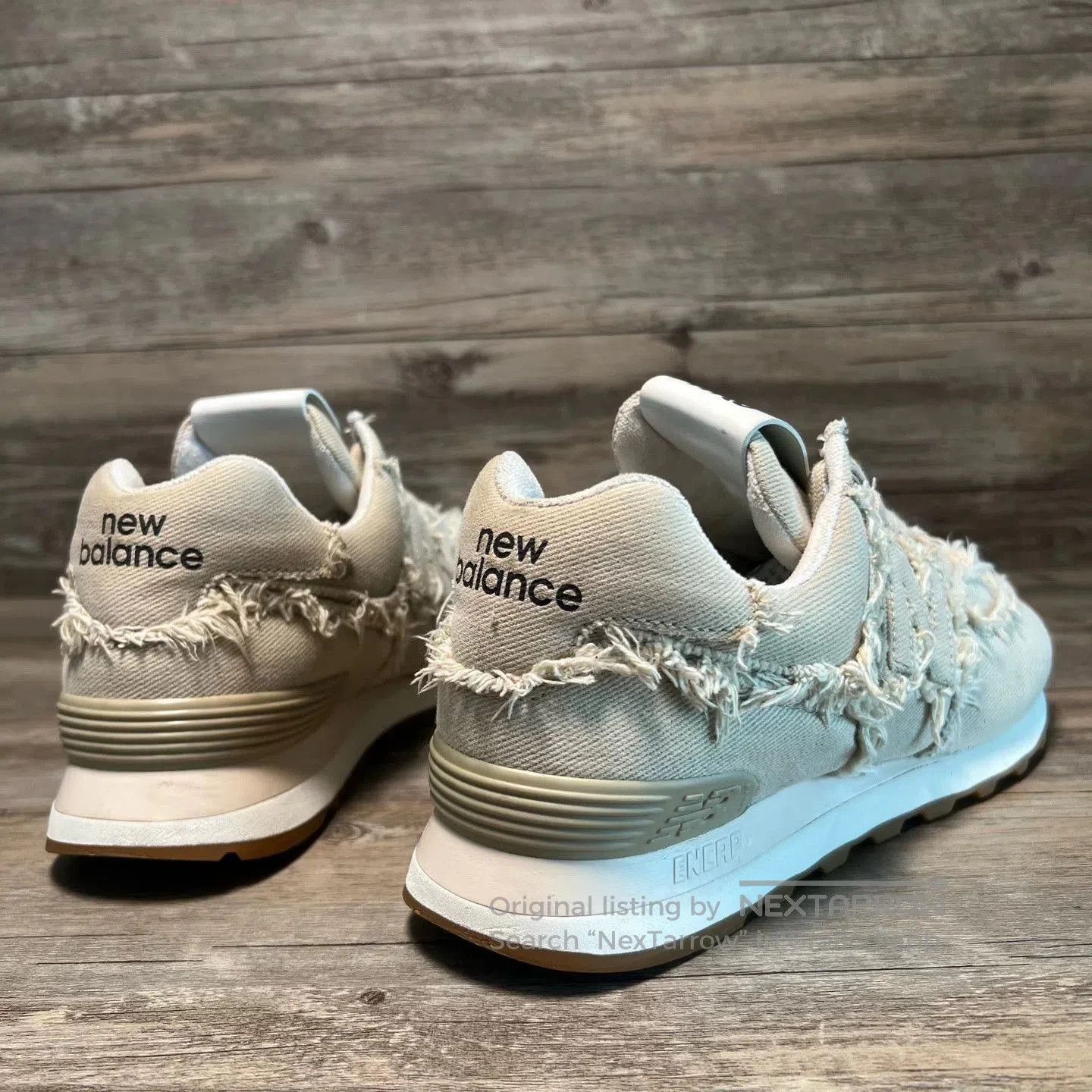 Miu Miu Beige Frayed Detail Low-Top Sneakers Size 8. Size US 8 / EU 41 - 3 Thumbnail