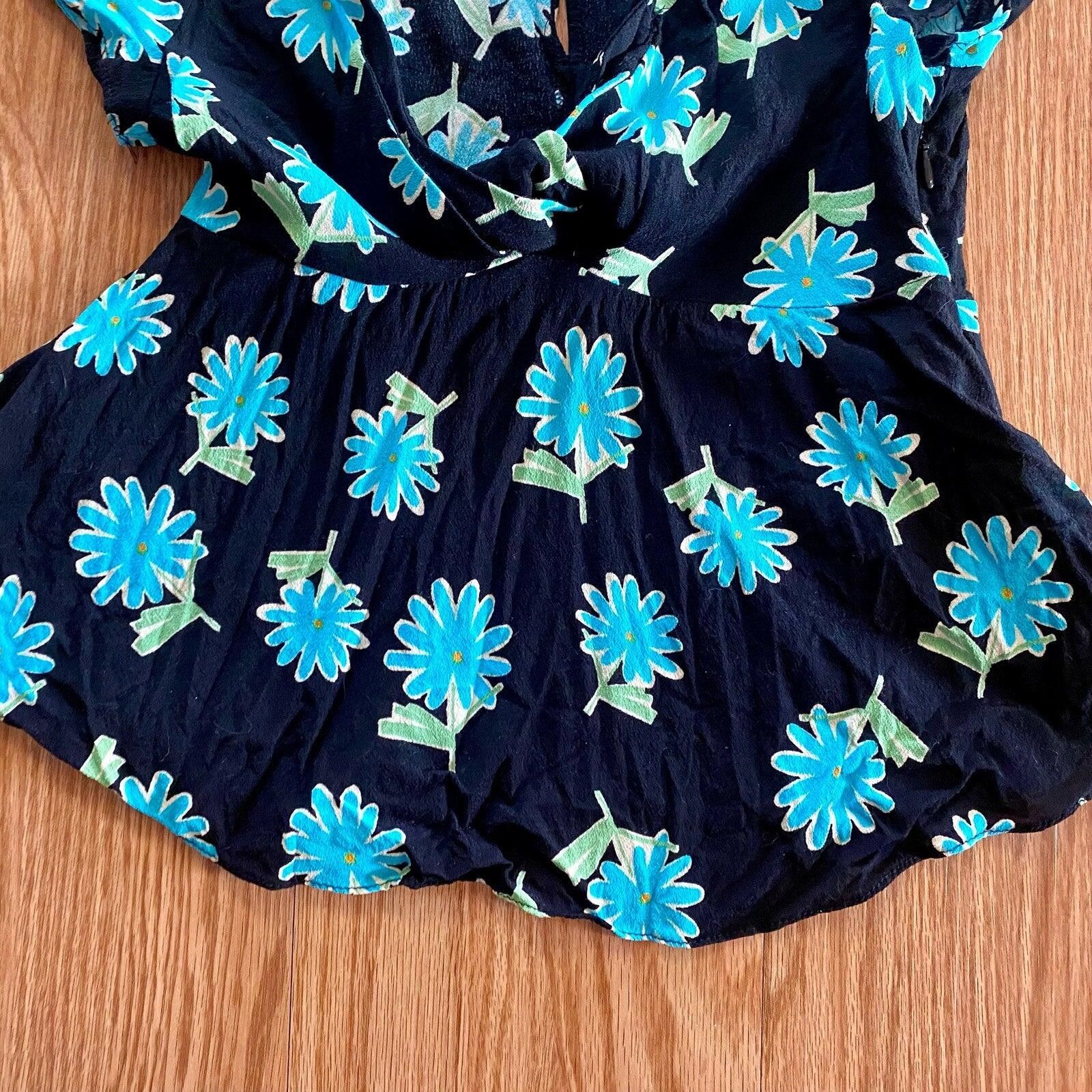 Zara Zara Black Floral Daisy Peplum Blouse Top Womens Small Size S / US 4 / IT 40 - 6 Thumbnail