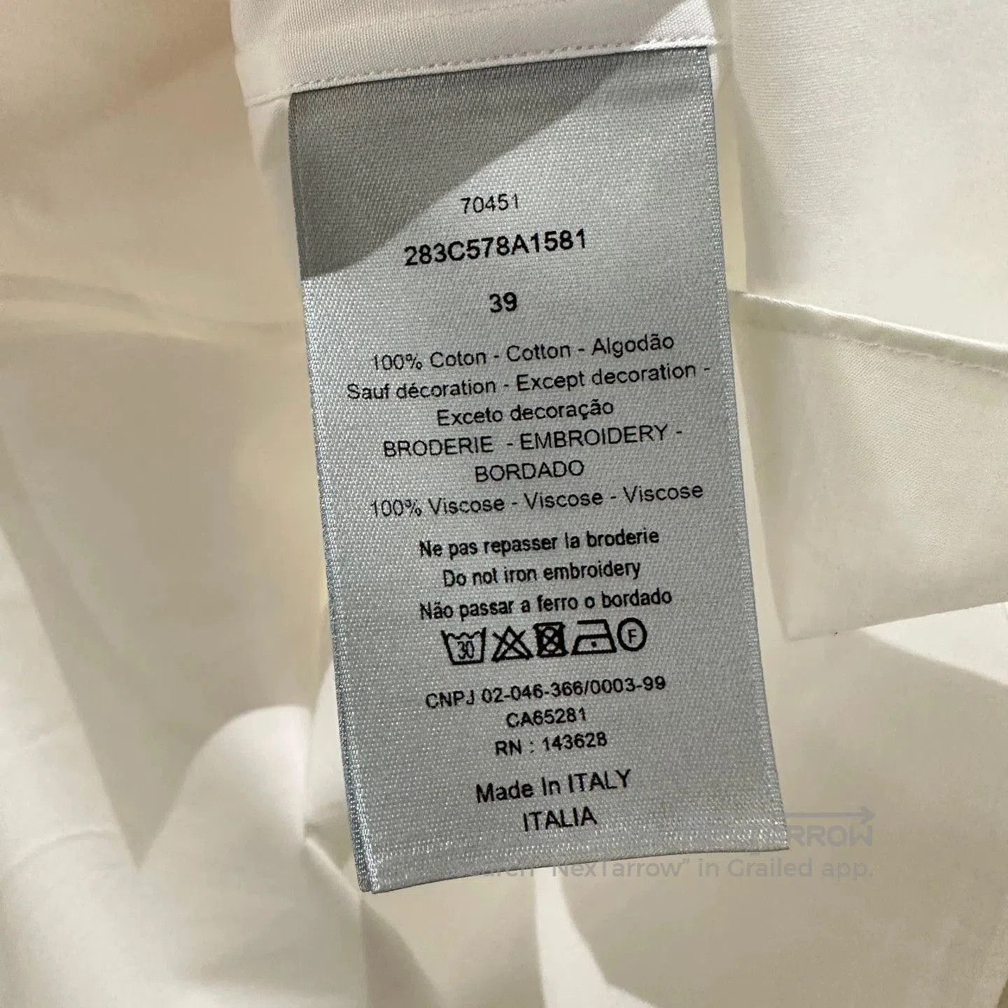 Dior White Long. Size US M / EU 48-50 / 2 - 4 Thumbnail
