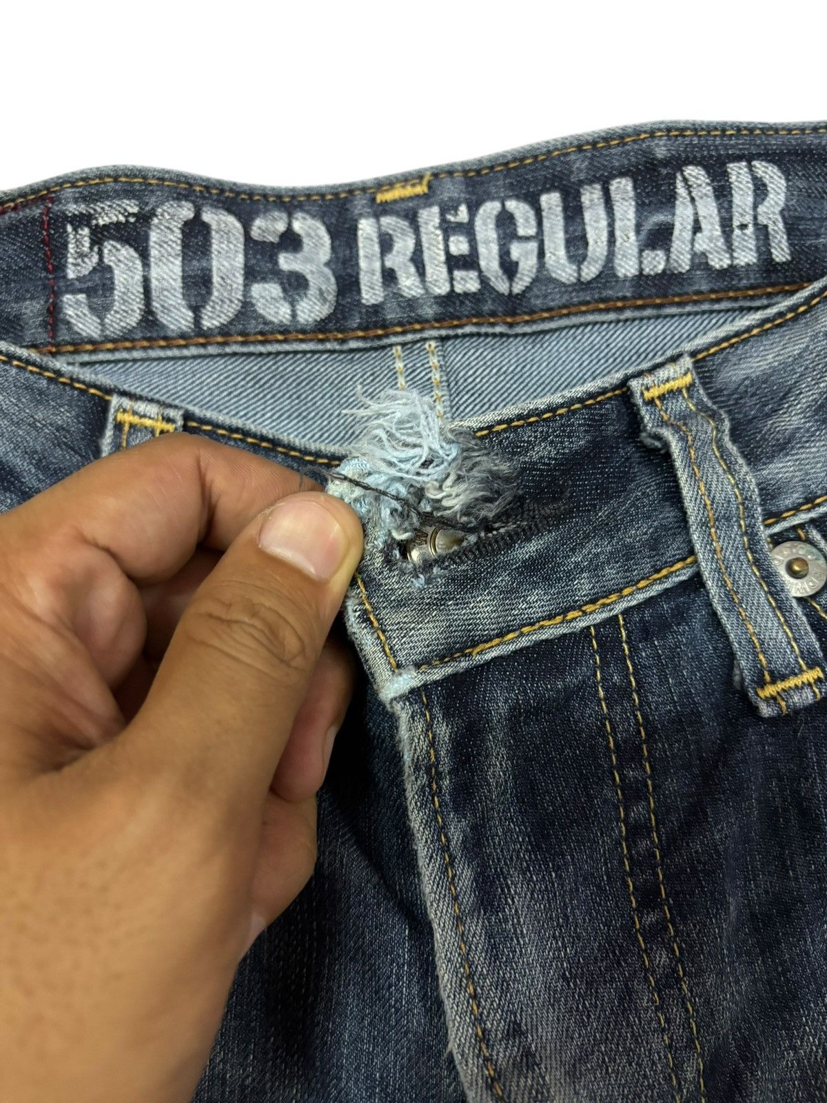 Edwin Vtg Edwin Blue Trip Japan 503 Distressed Jeans Size US 29 - 6 Thumbnail