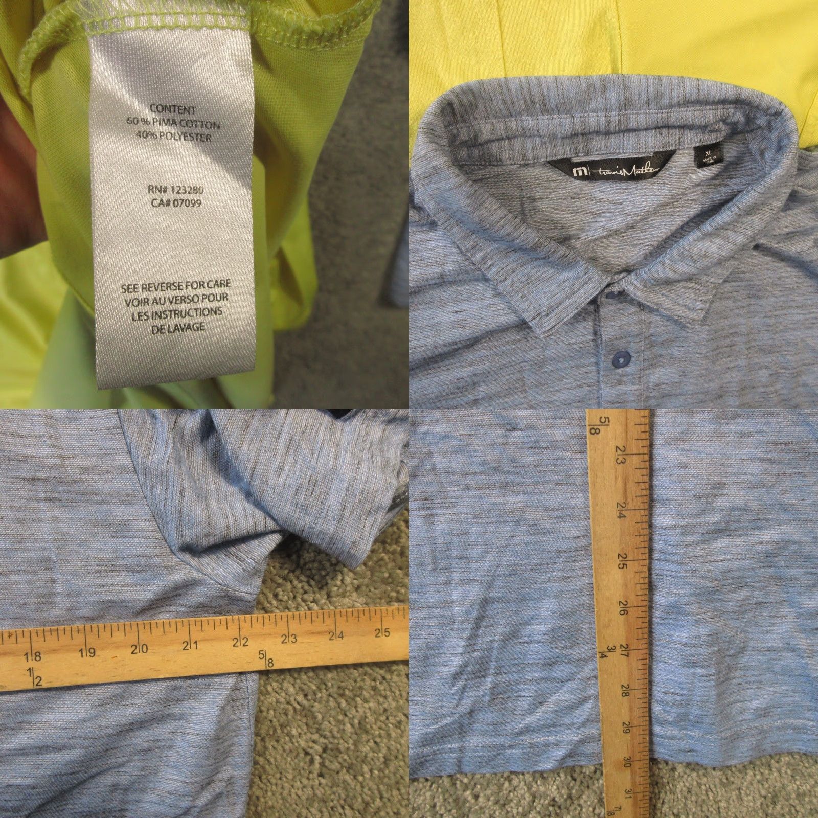 TravisMathew Travis Mathew Polo Shirt Men XL Blue Yellow Lot Embroidered Shoulder Golf Shirt Shirt Mens XL Blue Colorful Classic Outdoor Sports Two Pack Polo Size US XL / EU 56 / 4 - 8 Thumbnail