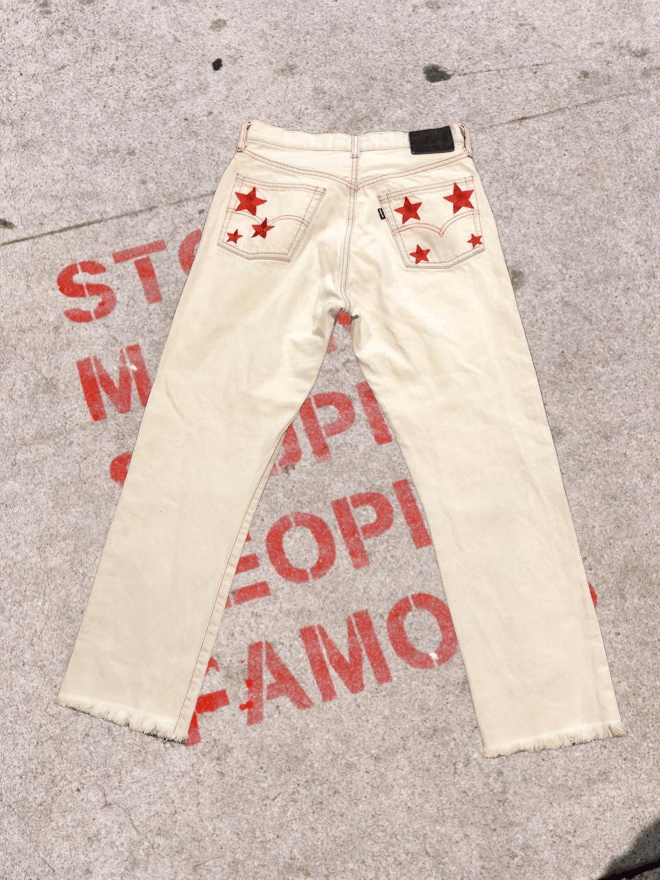 Levi's Levi's 501 Made & Crafted Jeans White Cotton Stars Size 28" / US 6 / IT 42 - 1 Thumbnail
