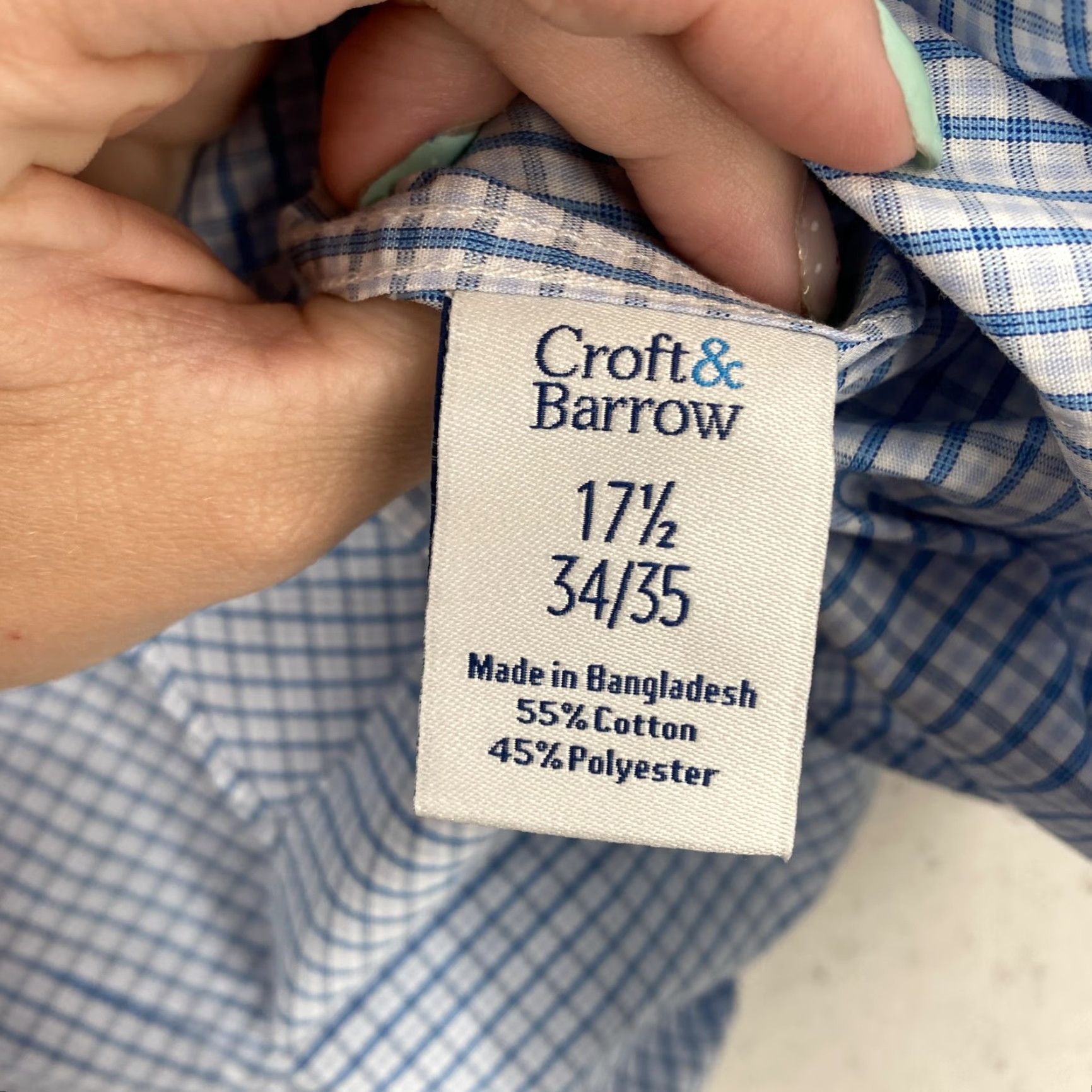 Croft & Barrow Croft & Barrow Shirt Mens 17.5 34/35 Classic Fit Easy Care Dress Blue Plaid NWOT blue plaid shirt Mens 17.5 34/35 Long Sleeve Dress Shirt Mens Lights Size 48R - 6 Thumbnail
