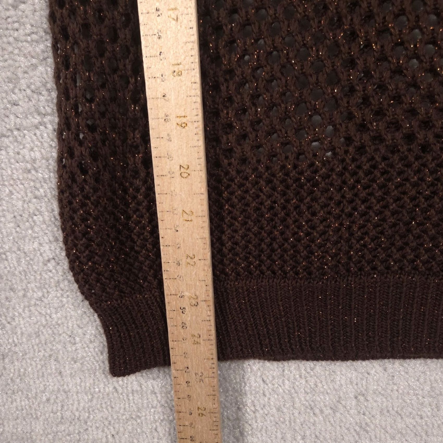 Vintage The Limited Sweater Womens Small Brown Open-Knit Short Sleeve Glitter Pullover Size S / US 4 / IT 40 - 7 Thumbnail